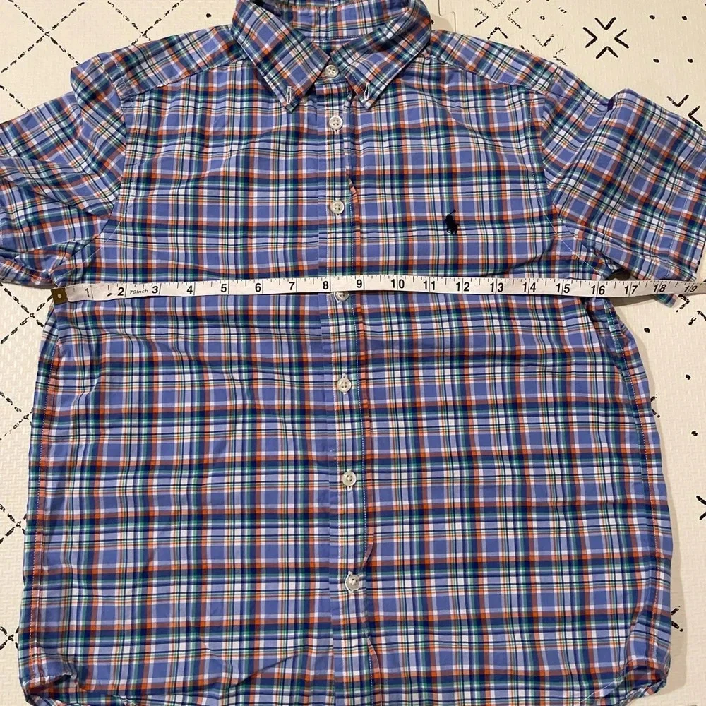 RALPH LAUREN CHILDRENSWEAR short SLEEVE PLAID‎ BUTTON-DOWN SHIRT, M